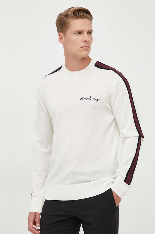 Armani Exchange sweter wełniany beżowy 6RZM6F.ZMM9Z