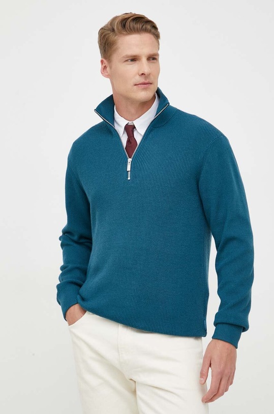 Armani Exchange sweter z domieszką wełny turkusowy 6RZM6G.ZM1LZ