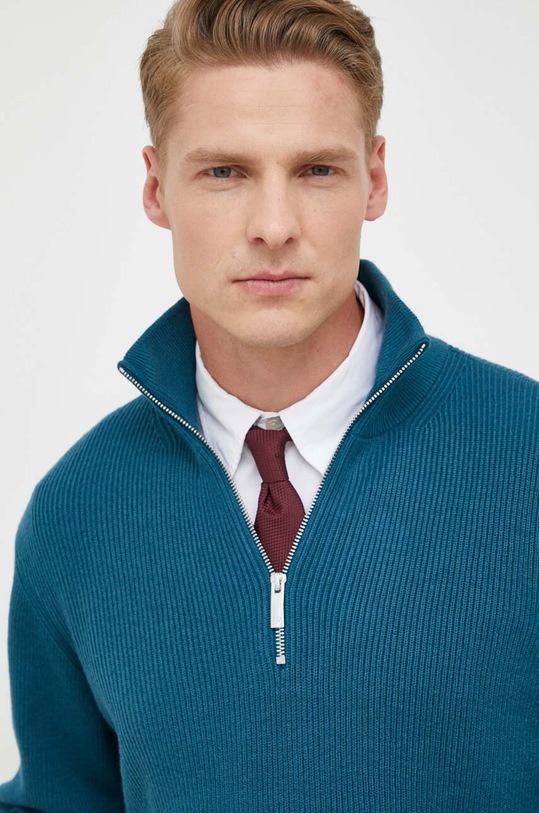 Armani Exchange sweter z domieszką wełny 6RZM6G.ZM1LZ turkusowy