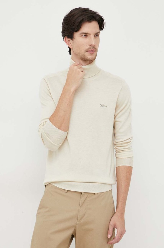 Ένα πουλόβερ σε μείγμα μεταξιού Guess λεπτό μπεζ M3BR10.Z3052