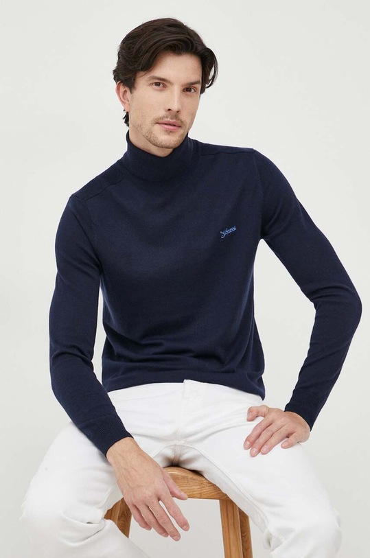 Guess pulóver selyemkeverékből gyapjú szállal sötétkék M3BR10.Z3052