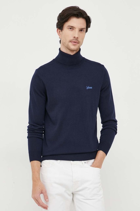 Ένα πουλόβερ σε μείγμα μεταξιού Guess σκούρο μπλε M3BR10.Z3052