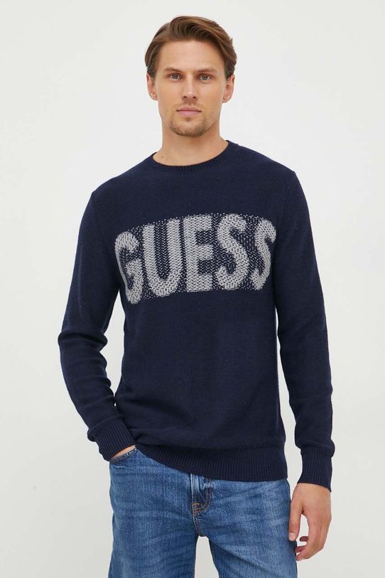 Guess sweter z domieszką wełny okrągły granatowy M3BR50.Z38V2