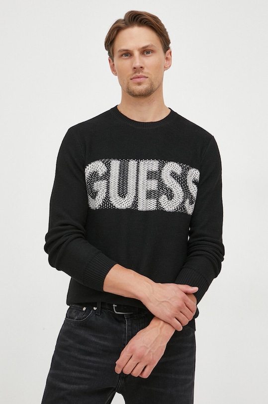 Πουλόβερ με προσθήκη μαλλιού Guess με μείγμα μαλλιού μαύρο M3BR50.Z38V2