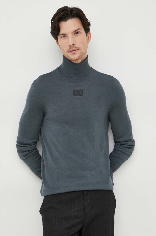 Armani Exchange sweter wełniany wełna zielony 6RZM5C.ZMM9Z