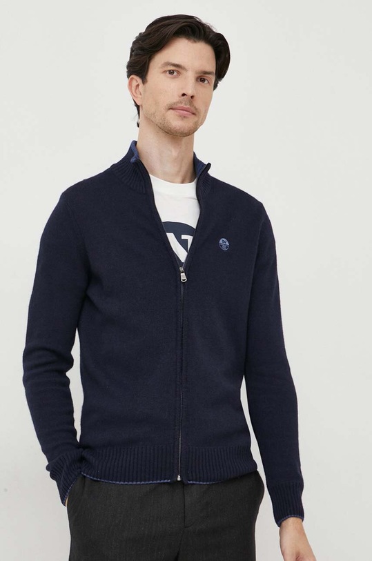 North Sails cardigan din amestec de lana melanj bleumarin 699864