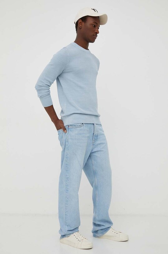 Marc O'Polo sweter bawełniany 328502360124 niebieski AW23