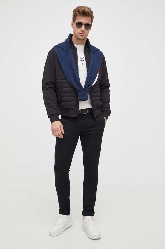 La Martina sweter z domieszką wełny WMS005 granatowy AW23