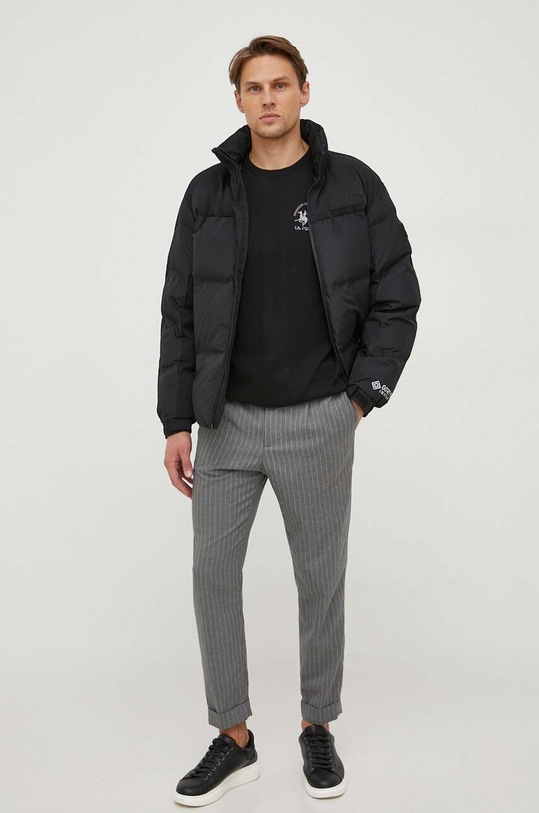 Πουλόβερ με προσθήκη μαλλιού La Martina WMS016 μαύρο AW23