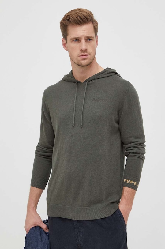 Pulover s dodatkom vune Pepe Jeans Andre s dodatkom vune zelena PM702366.728