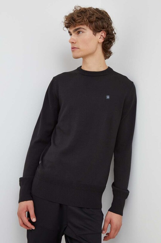 G-Star Raw sweter wełniany okrągły czarny D21931.B692
