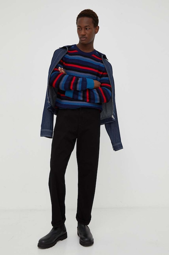 Vlnený sveter PS Paul Smith M2R.239Y.L21939 tmavomodrá AW23