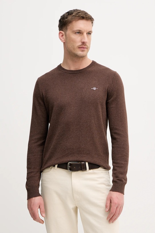 Gant sweter bawełniany bawełna brązowy 8030561