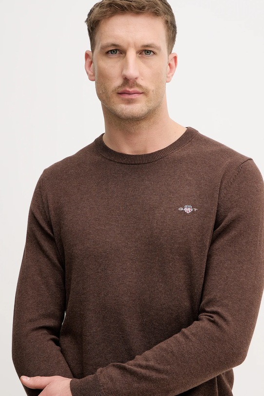 Gant sweter bawełniany brązowy 8030561