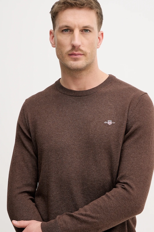 Gant sweter bawełniany brązowy 8030561