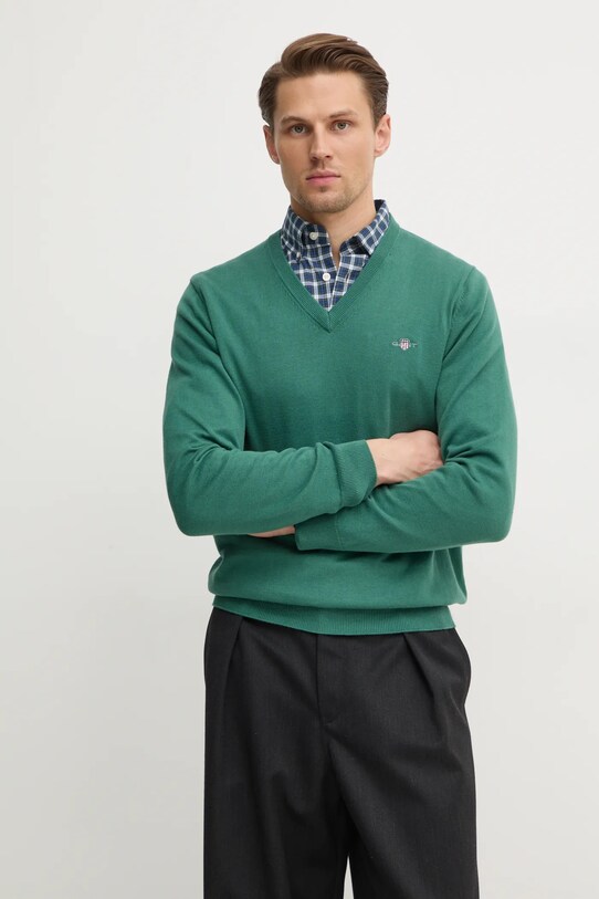 Gant pulover de bumbac 8030562 verde AW25
