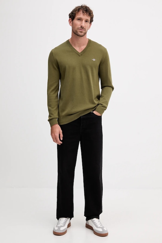 Gant sweter bawełniany 8030562 zielony AW25