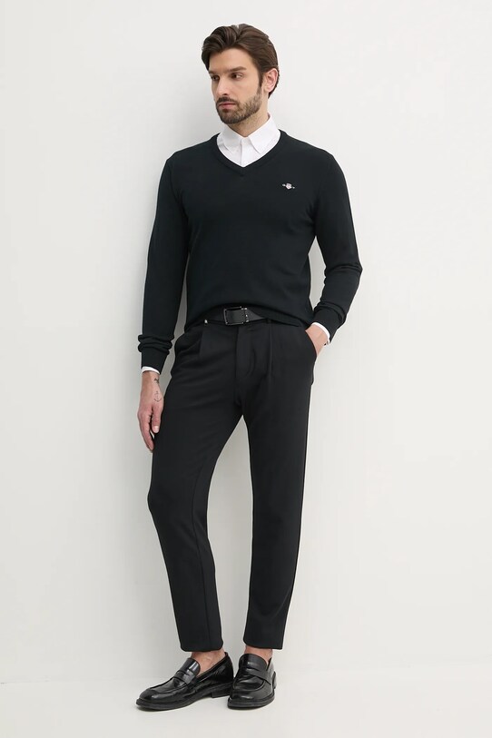 Хлопковый свитер Gant 8030562 чёрный SS25