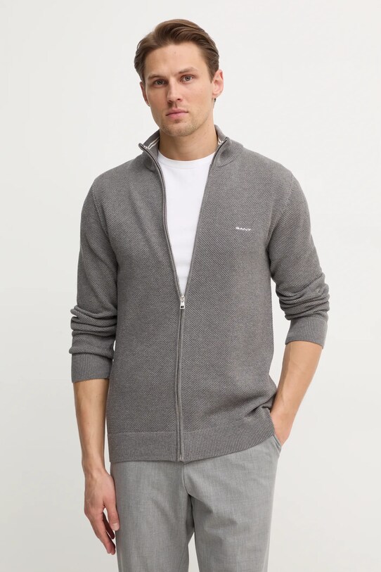 Gant cardigan din bumbac gri 8040524