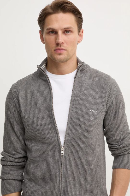 Gant cardigan din bumbac gri 8040524