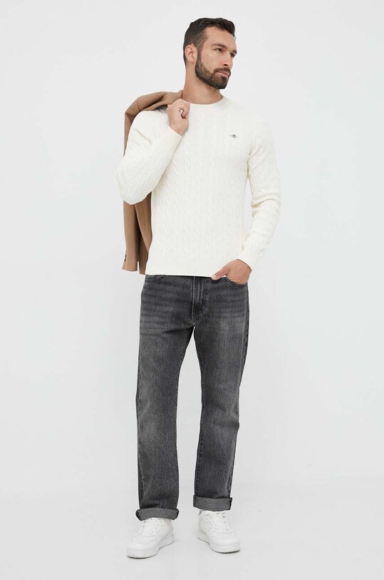 Gant sweter bawełniany 8050601 beżowy SS24