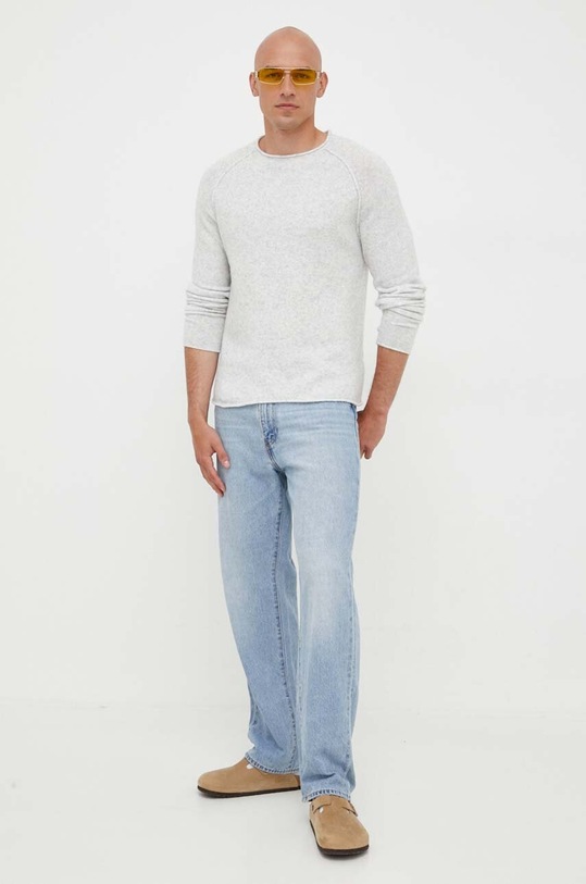 American Vintage sweter z domieszką wełny MDAM18AH23 szary AW23