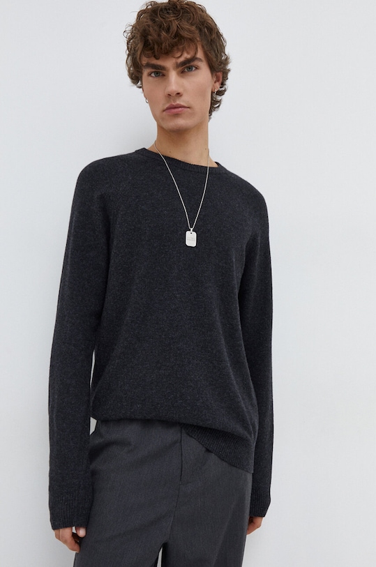 American Vintage sweter wełniany szary MVOX18AH23