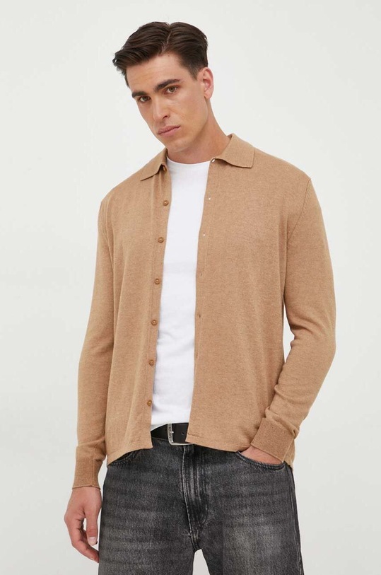 United Colors of Benetton kardigan z domieszką wełny 101AU500O.34A brązowy AW23