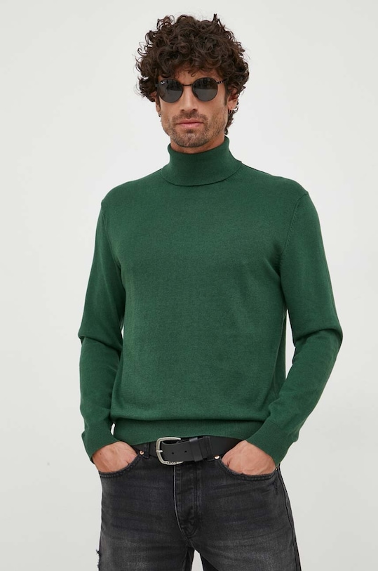 United Colors of Benetton sweter z domieszką wełny zielony 101AU200R.2E5