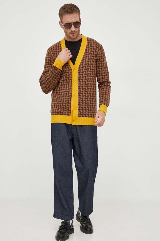 Ζακέτα από μίγμα μαλλιού United Colors of Benetton 1135K600N.0D6 καφέ AW23