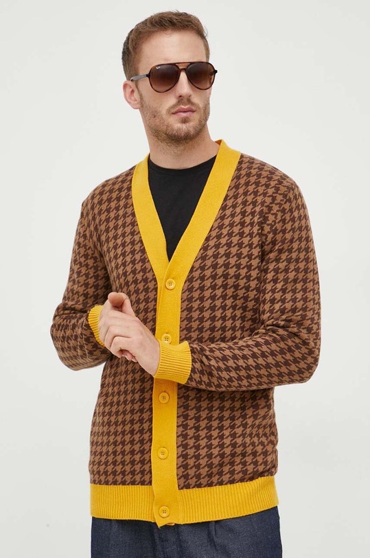 Ζακέτα από μίγμα μαλλιού United Colors of Benetton καφέ 1135K600N.0D6
