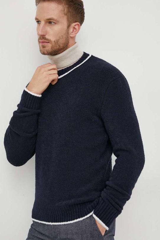 United Colors of Benetton pulover din amestec de lana groase bleumarin 104AK104Q.66U