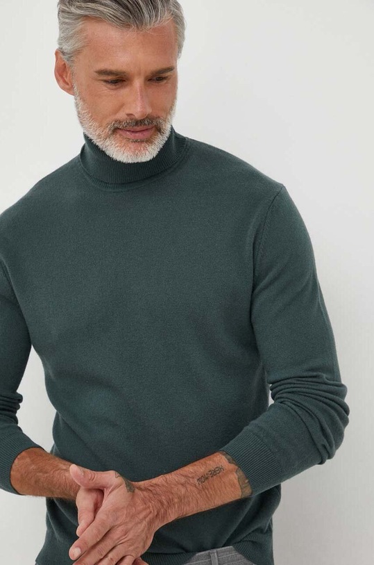 United Colors of Benetton gyapjú pulóver zöld 1002U2180.187