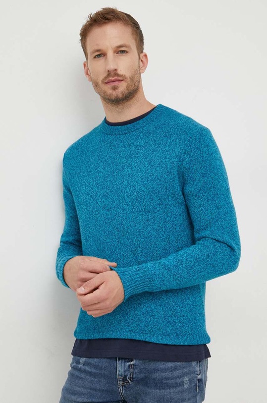 Πουλόβερ με προσθήκη μαλλιού United Colors of Benetton τιρκουάζ 1235U1N67.458
