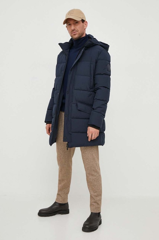 United Colors of Benetton sweter wełniany 11AHU2010.616 granatowy AW23