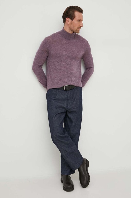Μάλλινο πουλόβερ United Colors of Benetton 11AHU2010.6A1 μωβ AW23