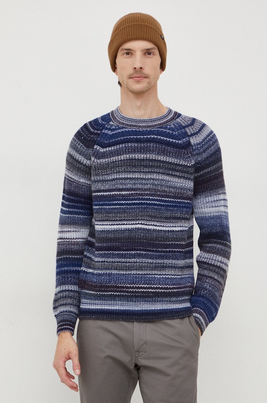 United Colors of Benetton sweter wełniany okrągły granatowy 105CU105O.852