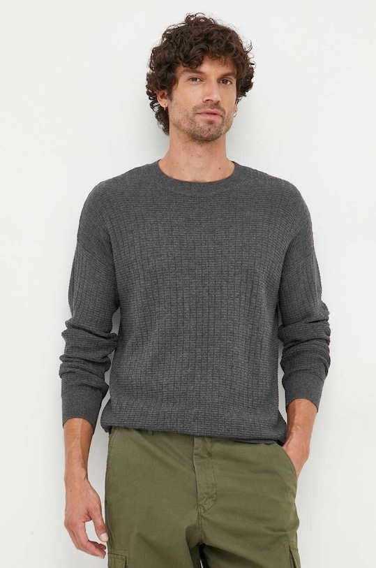 Sisley sweter z domieszką wełny okrągły szary 1041T102A.572