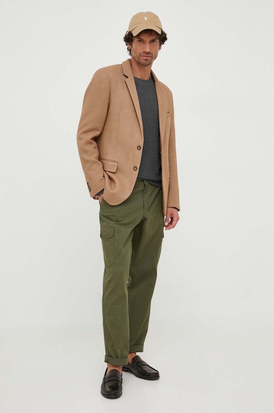 Sisley sweter z domieszką wełny 1041T102A.572 szary AW23
