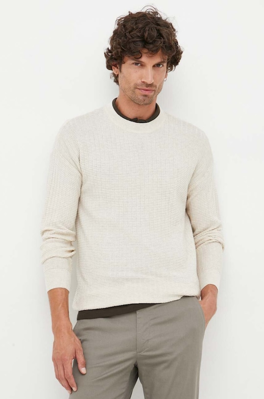 Sisley sweter z domieszką wełny okrągły beżowy 1041T102A.752