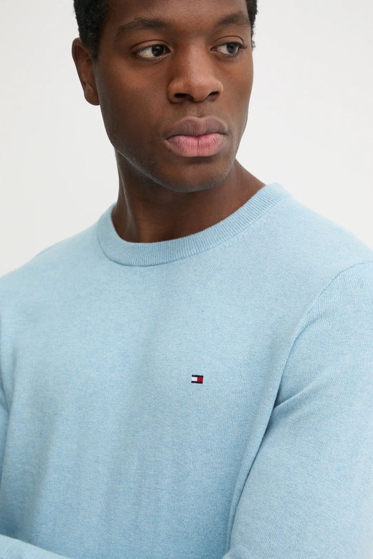 Sveter s prímesou kašmíru Tommy Hilfiger s prímesou vlny modrá MW0MW28046