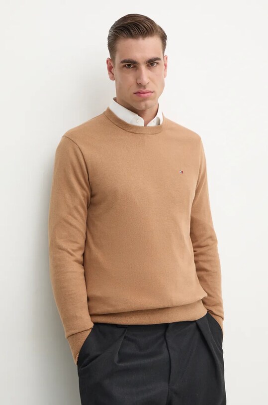 Светр з домішкою кашеміру Tommy Hilfiger коричневий MW0MW28046
