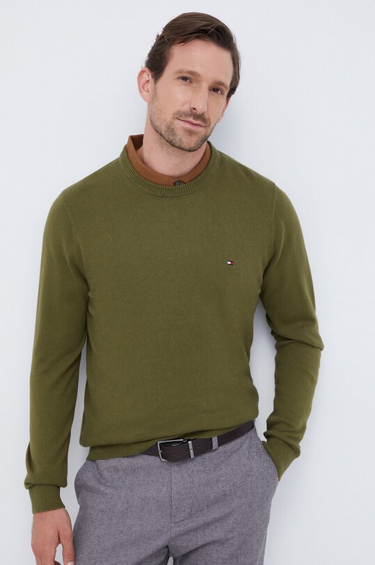 Îmbrăcăminte Tommy Hilfiger pulover din amestec de casmir MW0MW28046 verde