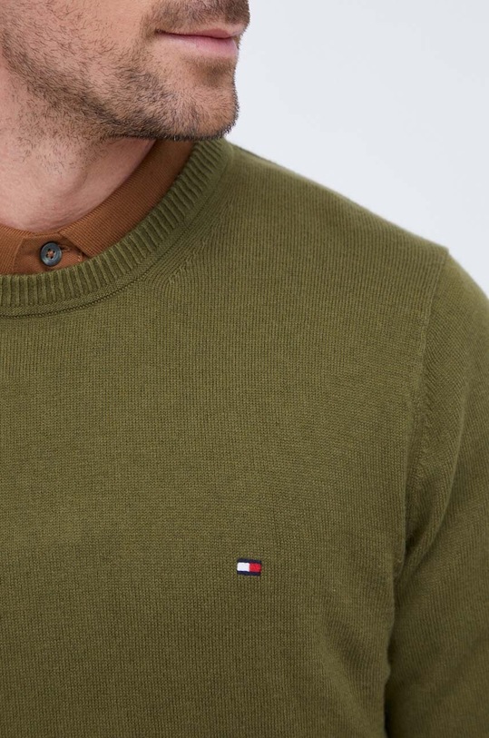 Пуловер с кашмир Tommy Hilfiger зелен MW0MW28046