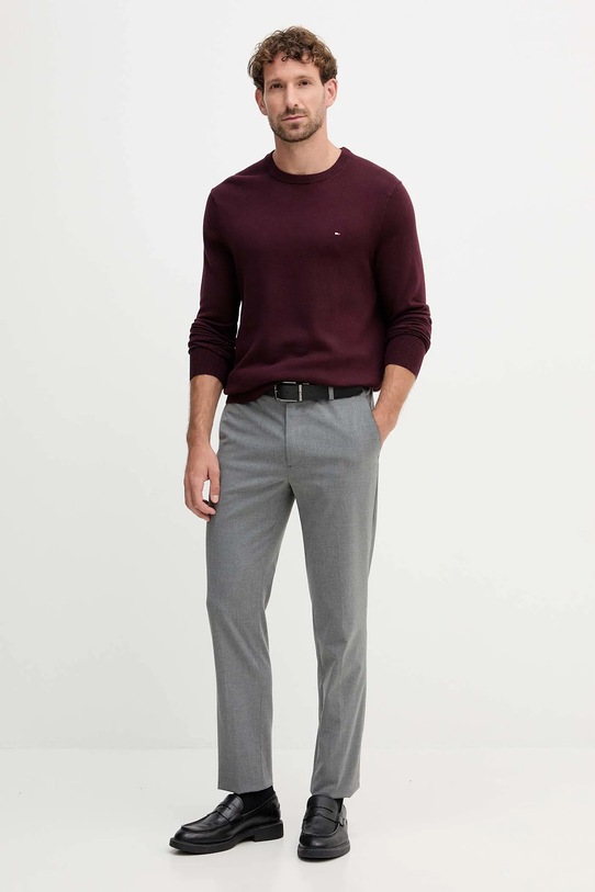 Tommy Hilfiger pulover din amestec de casmir MW0MW28046 burgundia AW25