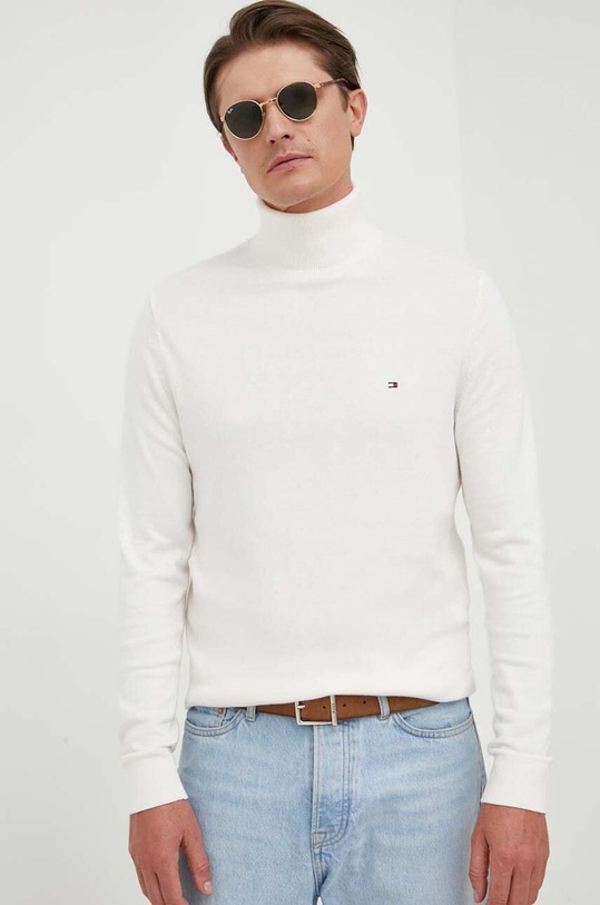 Tommy Hilfiger sweter z domieszką kaszmiru biały MW0MW28048