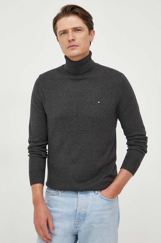Svetr s příměsí kašmíru Tommy Hilfiger šedá MW0MW28048