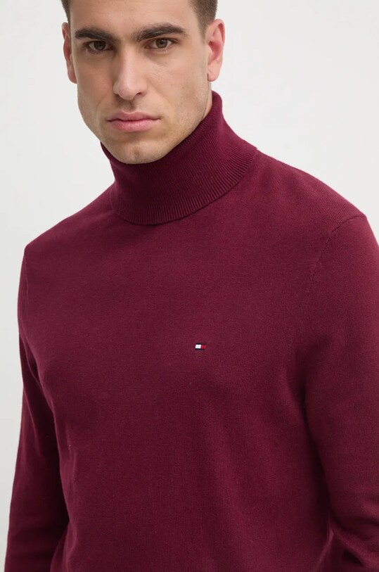 Tommy Hilfiger pulover din amestec de casmir burgundia MW0MW28048