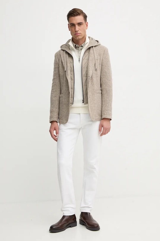 Svetr s příměsí kašmíru Tommy Hilfiger MW0MW28049 béžová NC24