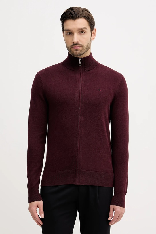 Tommy Hilfiger kardigan z domieszką kaszmiru bordowy MW0MW28050